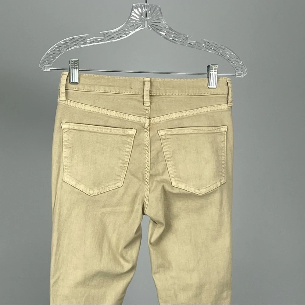 Free People Womens High Rise Busted Distressed Skinny Jeans Khaki Tan size 26